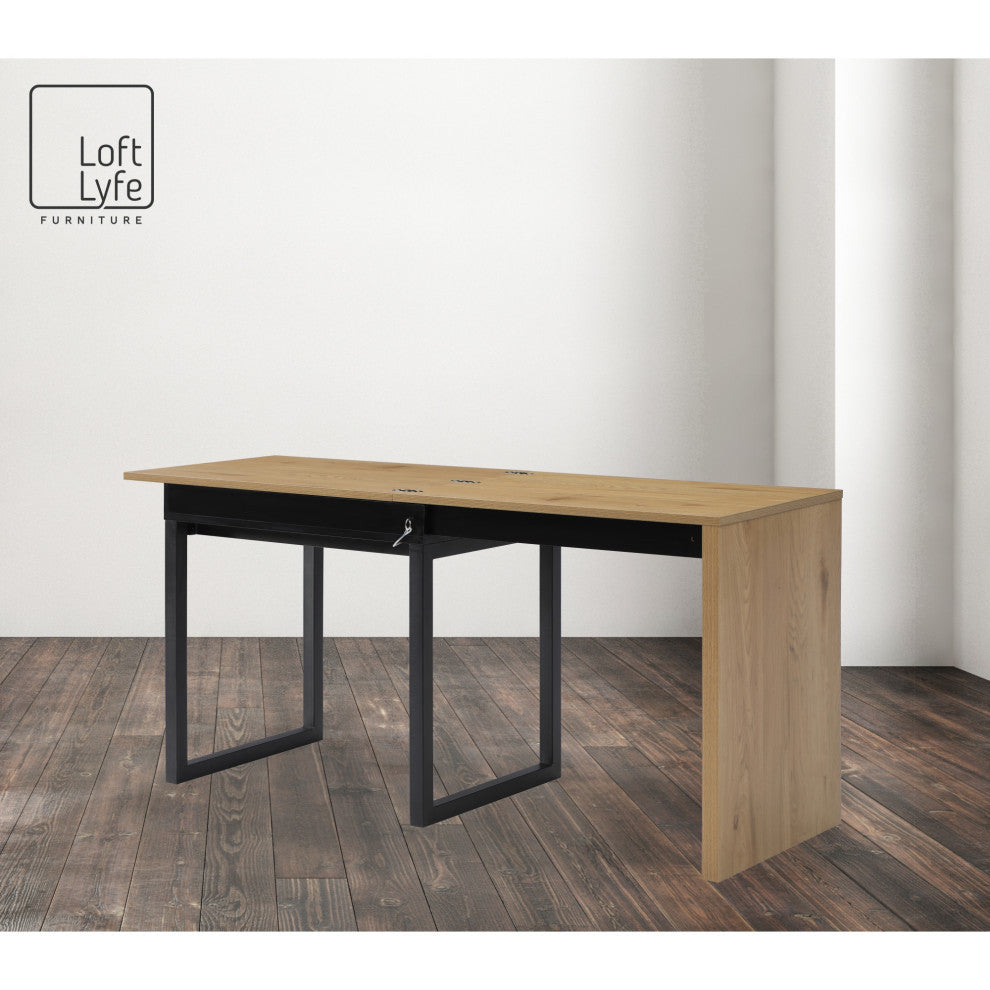 Loft Lyfe Arwen Desk, Extendable, Space Saving Design, Natural/Black