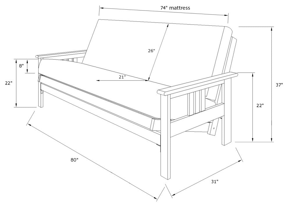 Caleb Frame Futon With Barbados Finish, Oregon Trail Java
