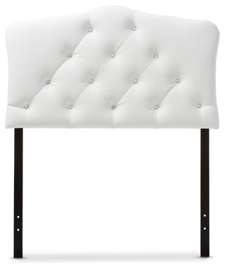 Rita White Faux Leather Button-Tufted Scalloped Twin Size Headboard