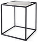 Suspended White Marble Black Metal Geo Side Table