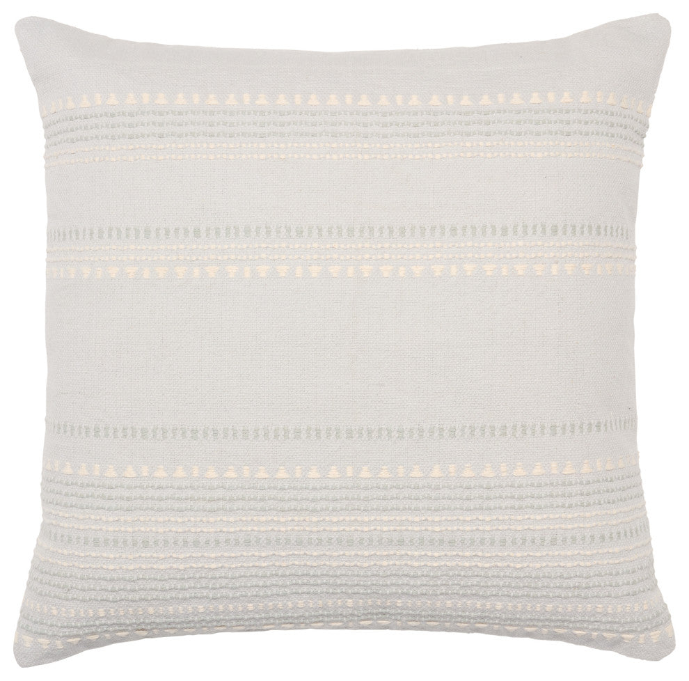 Velika Striped Light Blue/ Cream Pillow, 24"x24", Down Fill