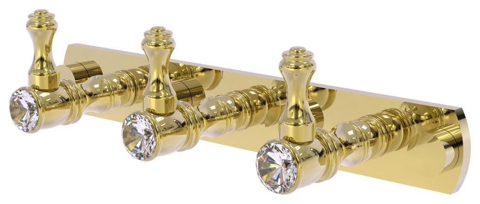 Carolina Crystal 3 Position Tie and Belt Rack, Unlacquered Brass