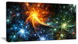 Colorful Fireworks with Stars, Abstract Canvas Art Print, 32x16