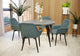 LeisureMod Markley Leather Dining Armchair Metal Legs Set of 2, Peacock Blue