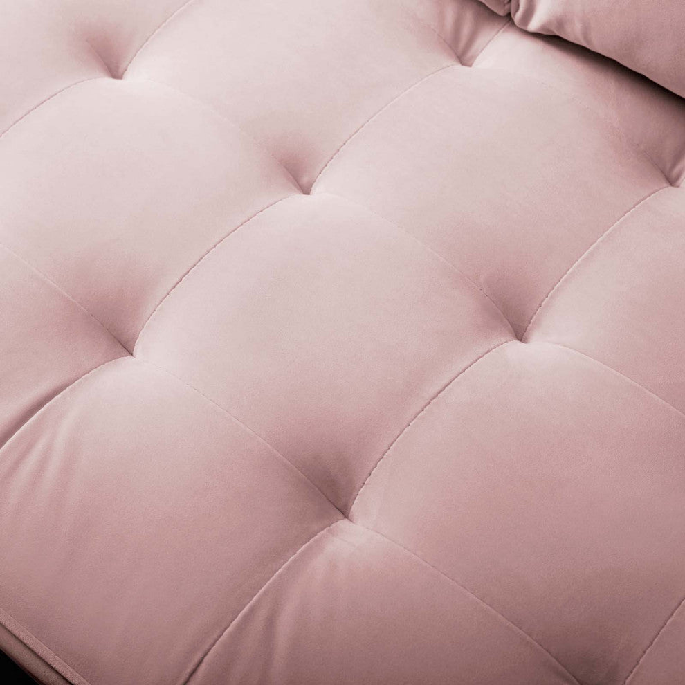 Loveseat Sofa, Velvet, Pink, Modern, Living Lounge Room Hotel Lobby Hospitality