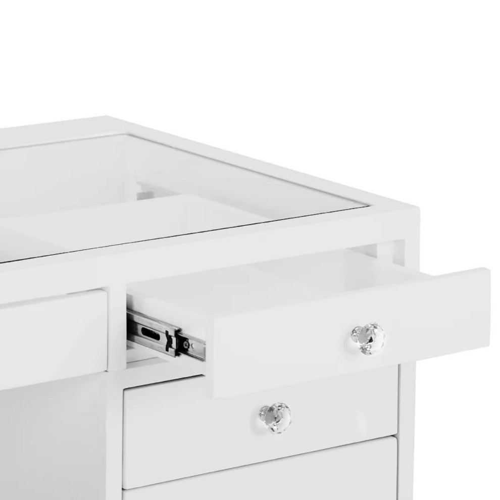 SlayStation Plus Premium Vanity Table with Drawers, Silver