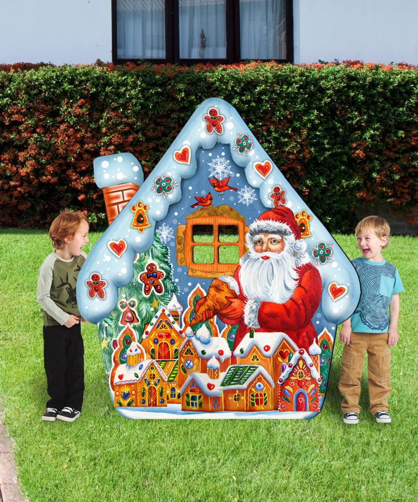 Gingerbread House Freestanding Wooden Lawn Decor