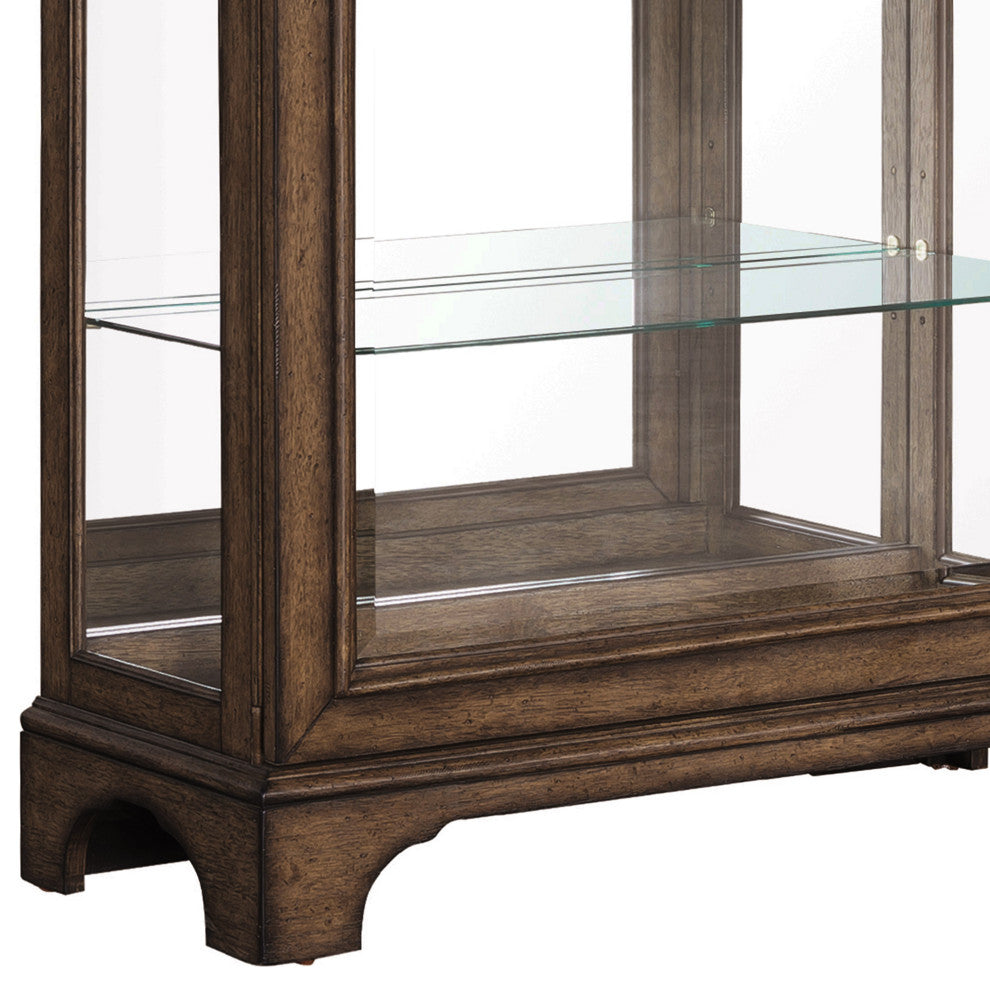 Traditional Sliding Door Curio with Glass Shelves and LED Light