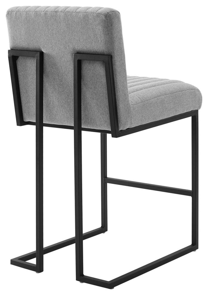Indulge Channel Tufted Fabric Counter Stool, Light Gray