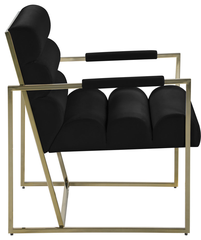 Wayne Velvet Upholstered Accent Chair, Black