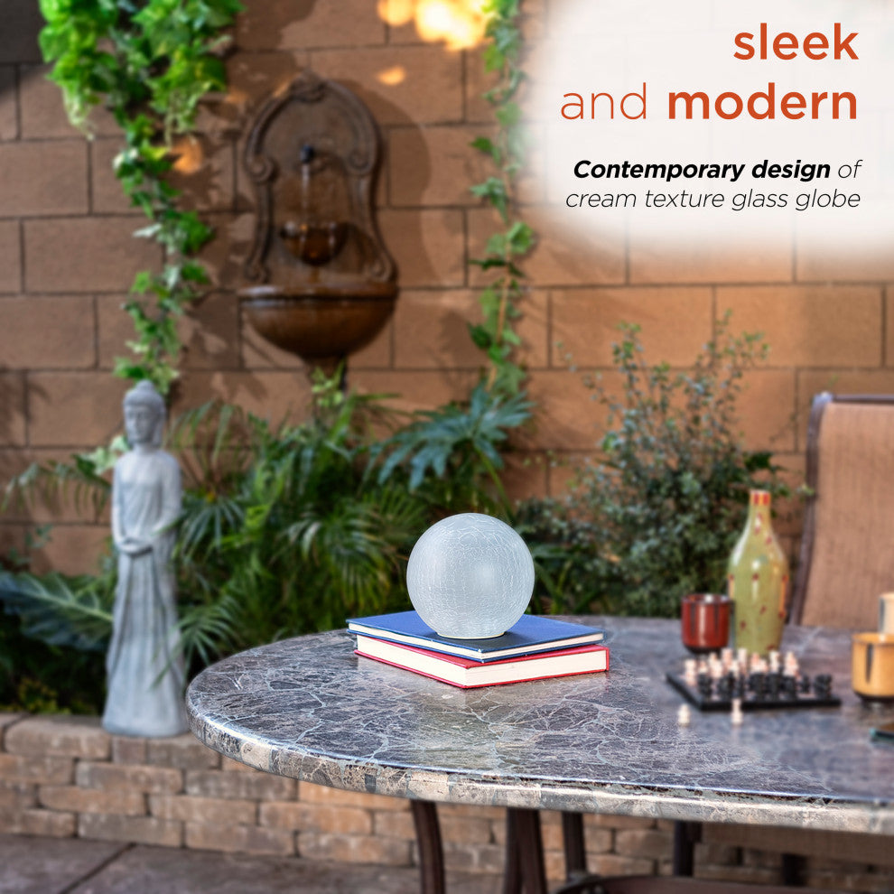 Cream Textured Glass Gazing Globe with LED Lights