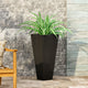 Ephraim Outdoor Cast Stone Planter, Matte Black, Medium