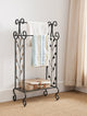 Annabella Metal Towel Rack With Gold Leaf Design, Black
