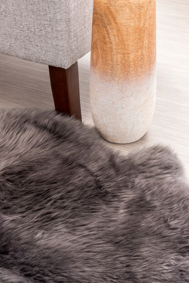Premium New Zealand Sheepskin Area Rug, Dover Gray, 4' X 6'