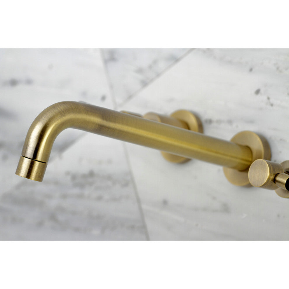 Two-Handle Wall Mount Tub Faucet, Antique Brass