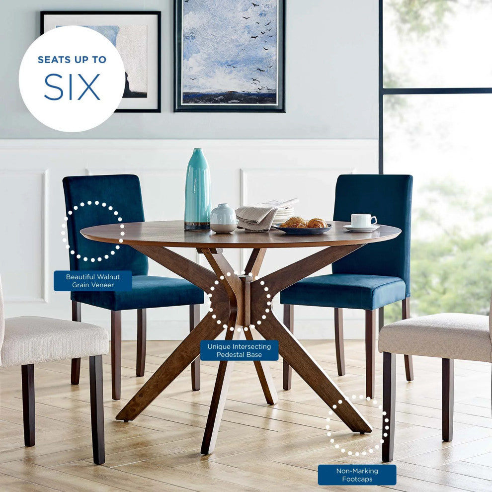 Crossroads 47" Round Wood Dining Table Walnut