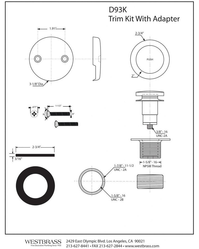 Tip Toe Universal Tub Trim With Two-Hole Faceplate In Powder Coated White