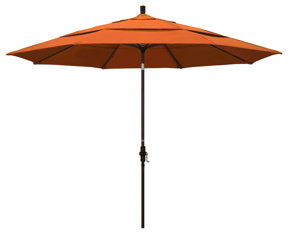 11' Bronze Collar Tilt Crank Aluminum Umbrella, Sunbrella, Tuscan