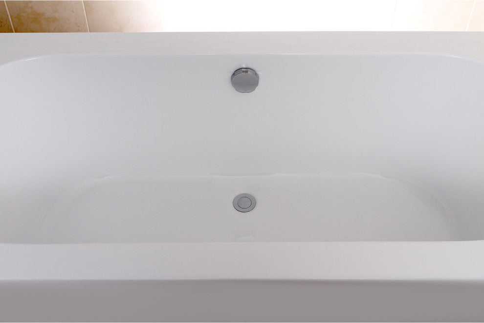 Aqua Eden 71" Acrylic Freestanding Rectangular Tub With Drain, White