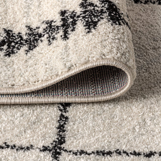 Zaina Moroccan Beni Souk Area Rug, Cream/Black, 8 X 10