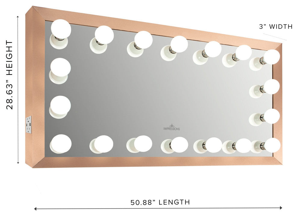 Starlight Wide Hollywood Lighted Vanity Mirror, Rose Gold