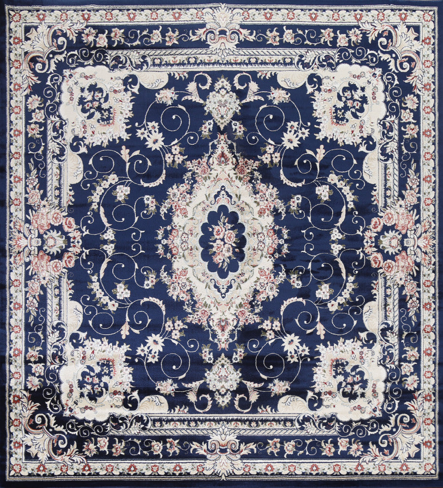 Blue Floral Medallion Transitional Turkish Rug Oriental Carpet 10x10