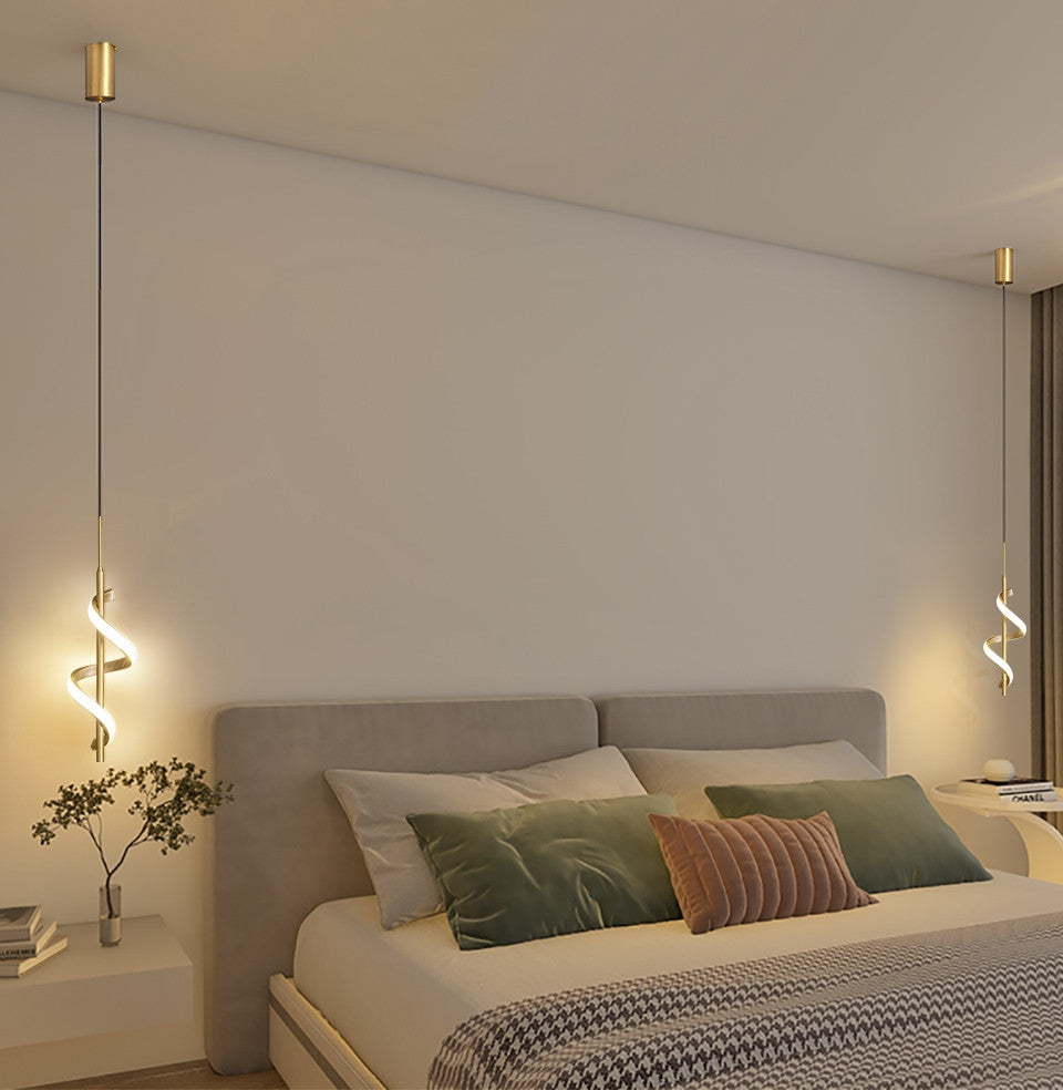 MIRODEMIÂ® Tovo San Giacomo | Ribbon Design Chandelier for Bedroom, Gold, A, Cool Light