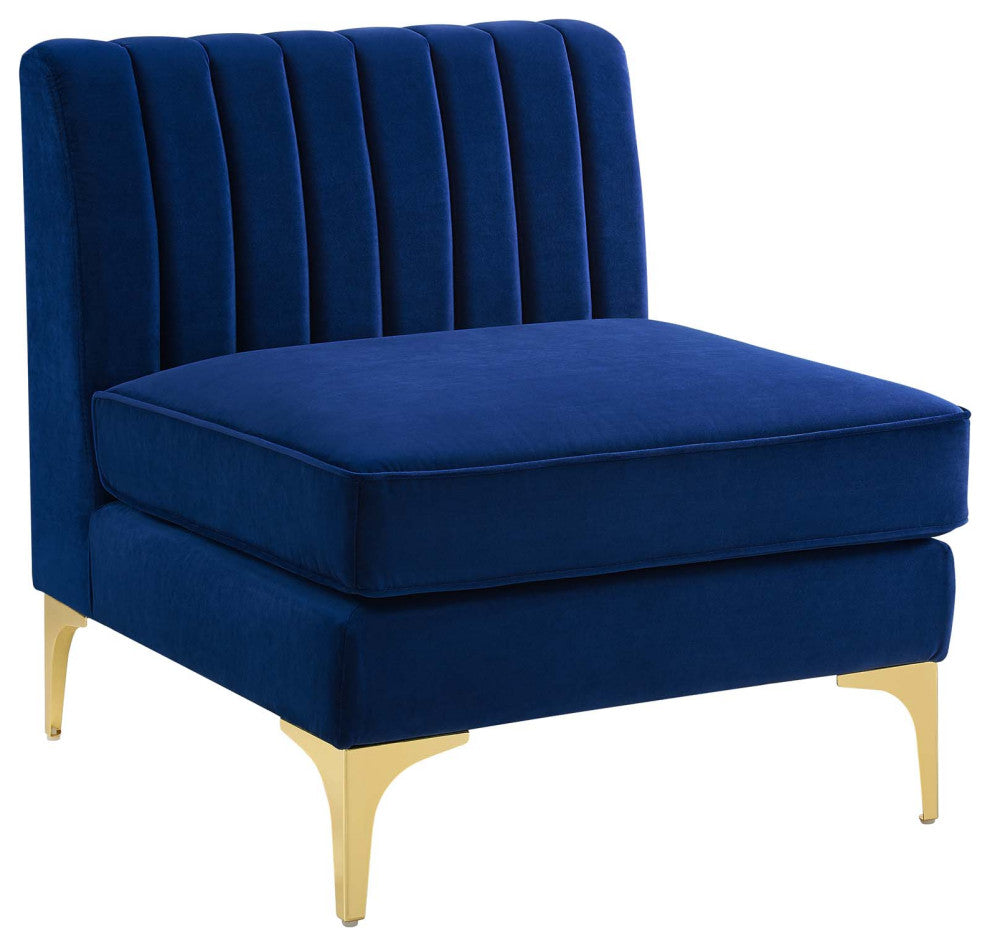 Triumph Channel Tufted Performance Velvet Armless Chair EEI-3984-NAV