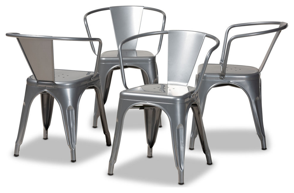 Lianne Industrial 4-Piece Dining Chairs, Gray