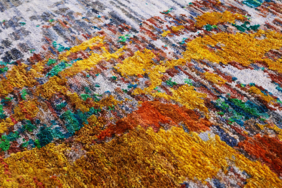 Abstract Hand Knotted Wool & Silk Rug 9' 0" X 12' 4" - Q15814