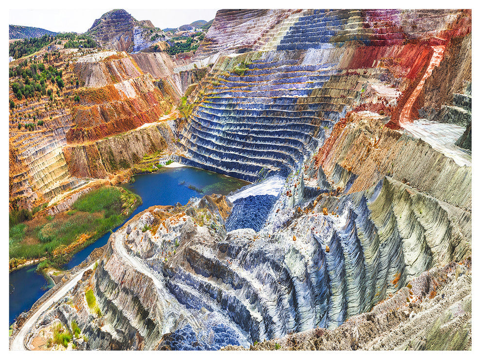 Impressive Mines and Canyon, Landscape Canvas Art Print, 40"x30"