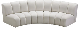 Infinity Channel Tufted Velvet Modular Chair, Cream, 3 Piece