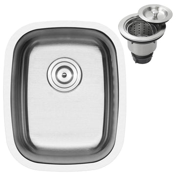 15" Undermount 16-Gauge Stainless Steel Kitchen and Bar Sink, Sink With Basket S