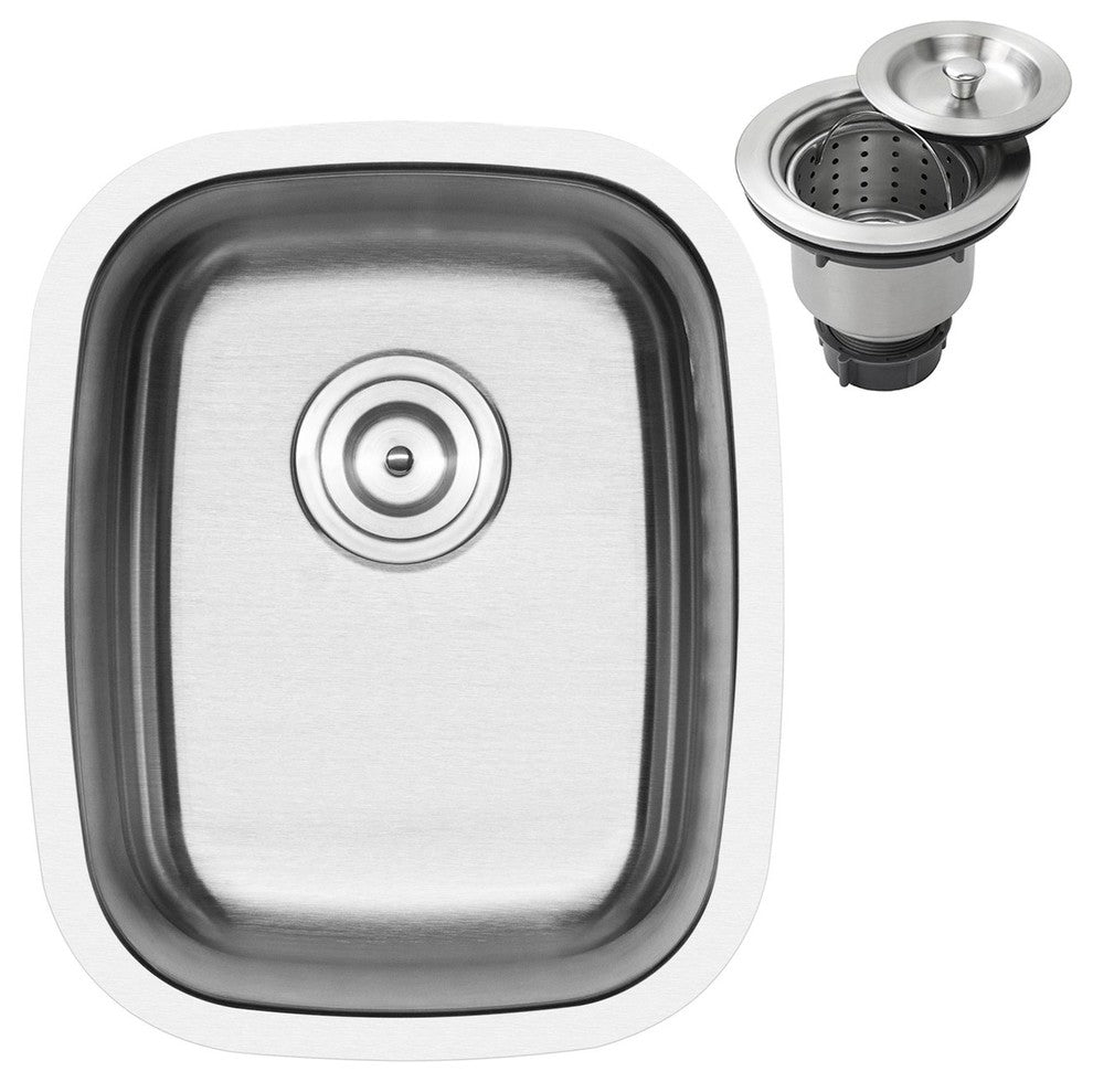 15" Undermount 16-Gauge Stainless Steel Kitchen and Bar Sink, Sink With Basket S
