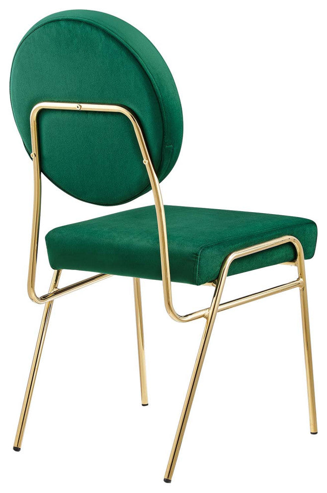 Craft Performance Velvet Dining Side Chair, Gold Green