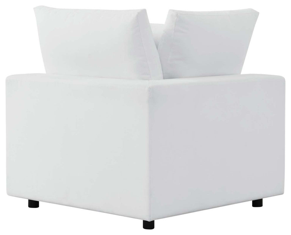 Modular Lounge Loveseat Deep Sofa, Sunbrella, White, Modern, Outdoor Patio