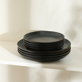 Stone Lain Elio Stoneware Dinner Plate Set of 4, Black
