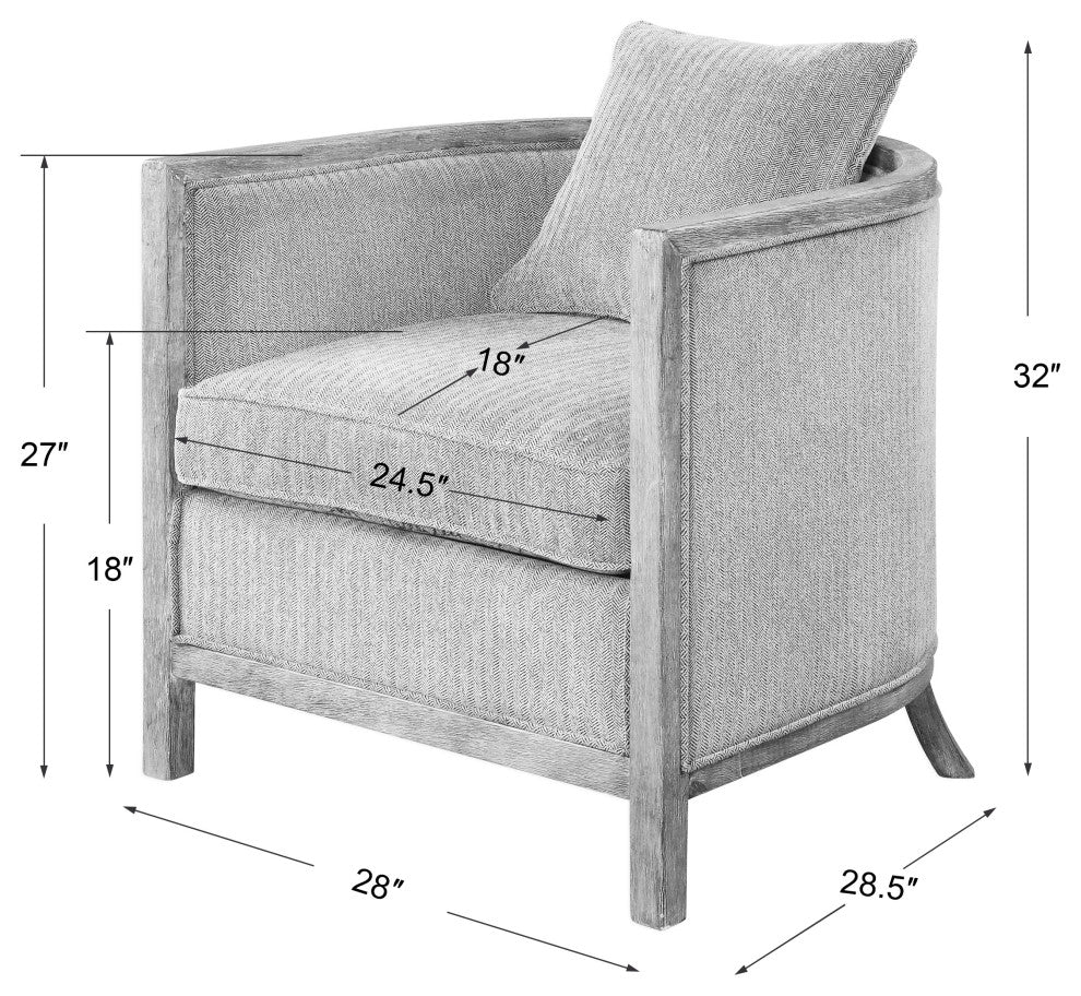 Uttermost Viaggio Contemporary Wood and Fabric Accent Chair in Gray