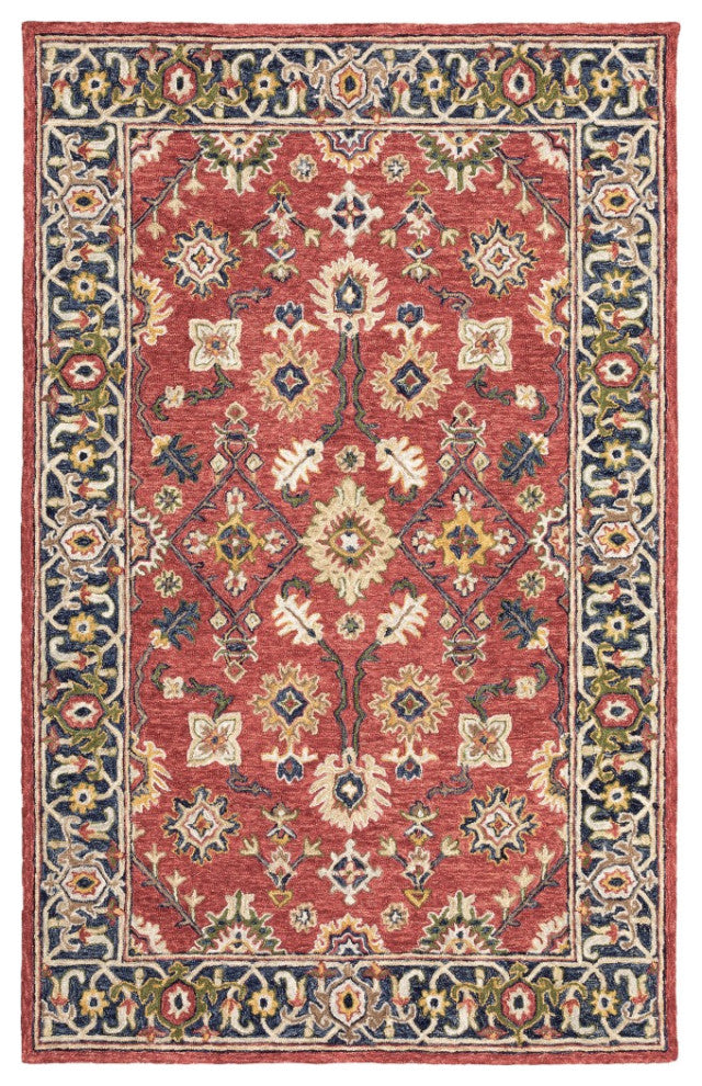 HomeRoots 10'x13' Red and Blue Bohemian Designs Indoor Rug