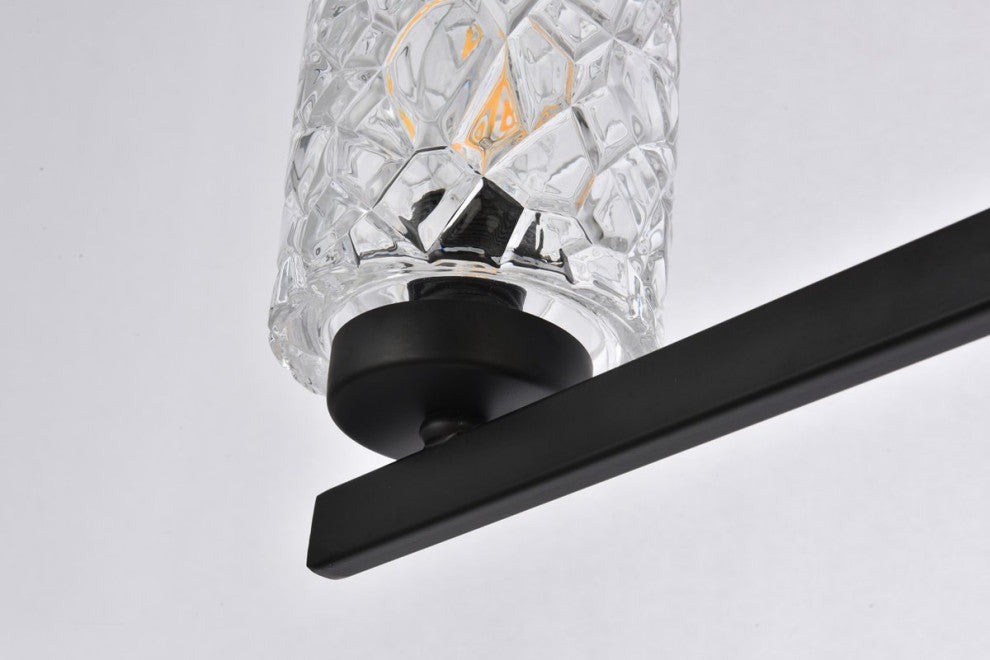 Conor 5-Light Bath Sconce, Black With Clear Shade
