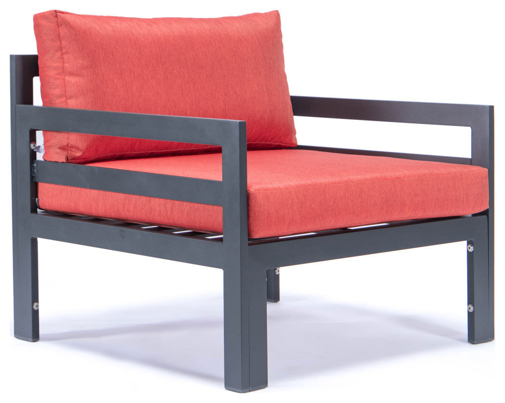 LeisureMod Chelsea 7-Piece Patio Sectional With Coffee Table, Red