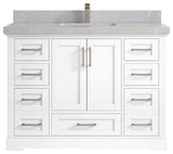 Boston 48 Single Sink Bath Vanity in White 2" Pearl Gray