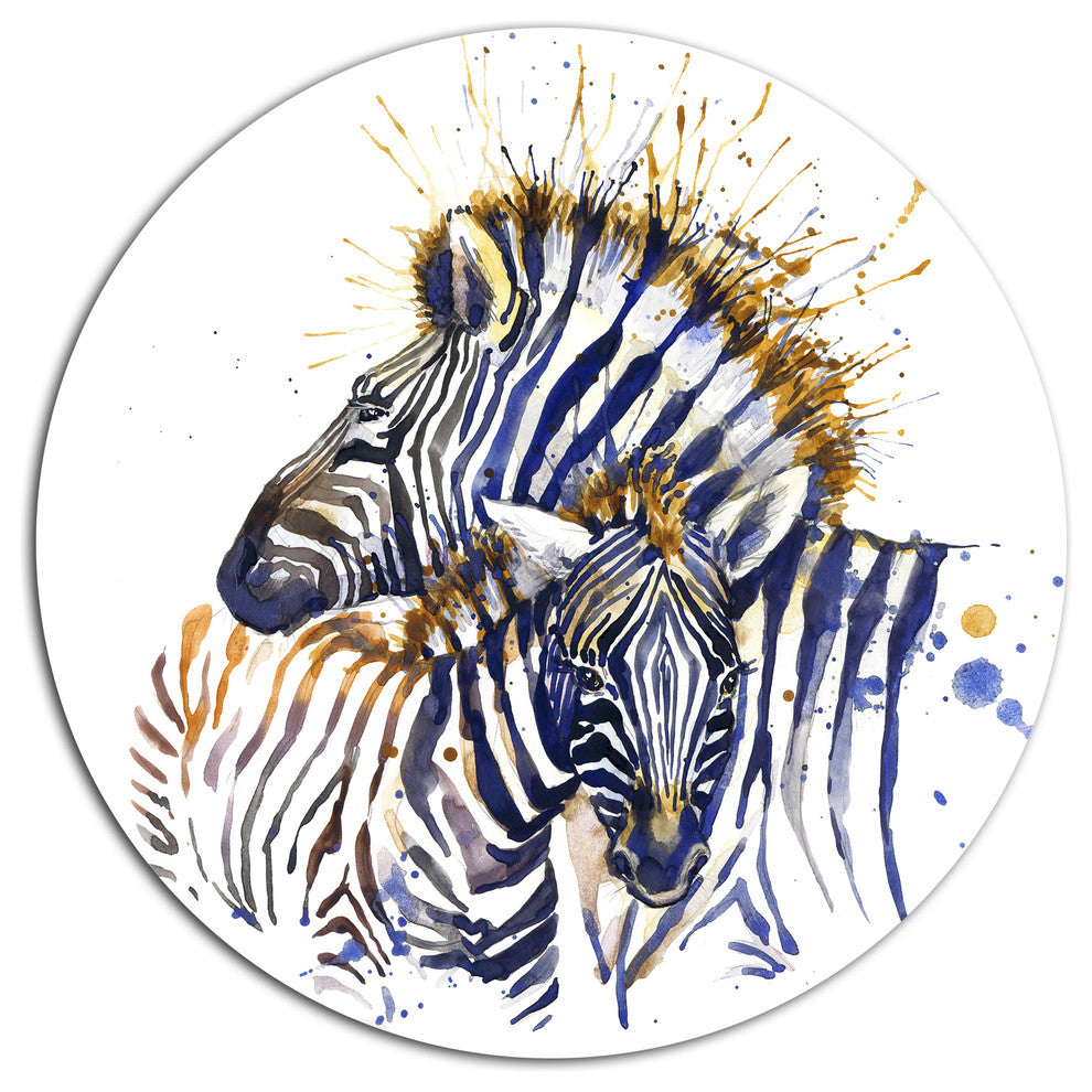 Zebra Watercolor Rightwards, Animal Round Wall Art, 11"