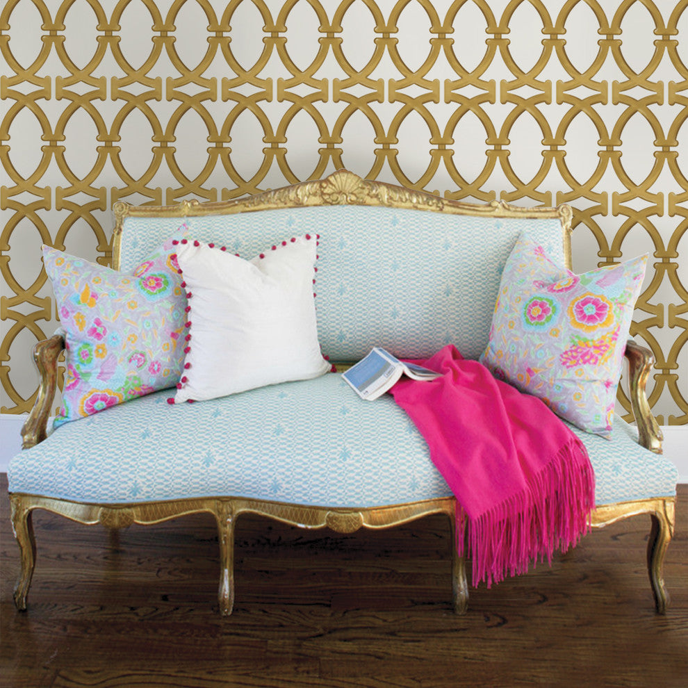 Links Peel and Stick Vinyl Wallpaper, Gold, 24"w X 108"h