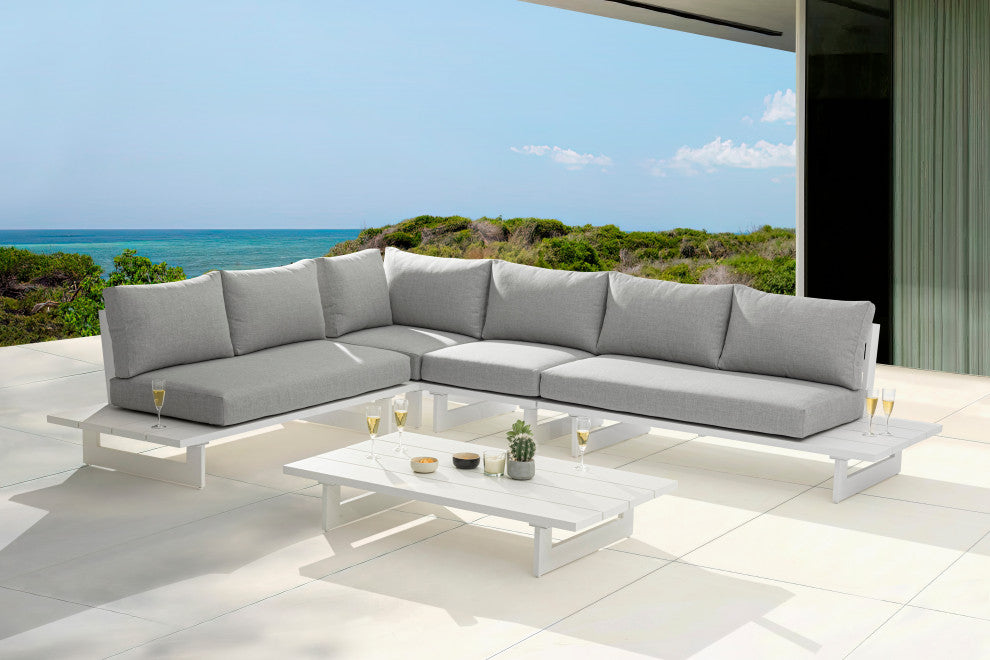 Maldives Grey Water Resistant Fabric Outdoor Patio Modular Sectional
