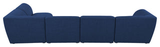 Miramar Linen Textured Fabric  5-Piece Modular L-Shaped Sectional, Navy
