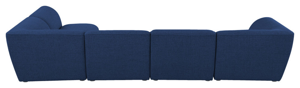 Miramar Linen Textured Fabric  5-Piece Modular L-Shaped Sectional, Navy