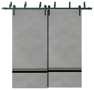 Barn Bypass Doors 84 x 96 | Planum 0012 Concrete with  | Sturdy 8ft