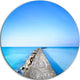 Concrete And Rocks Pier, Seascape Photo Round Wall Art, 23"