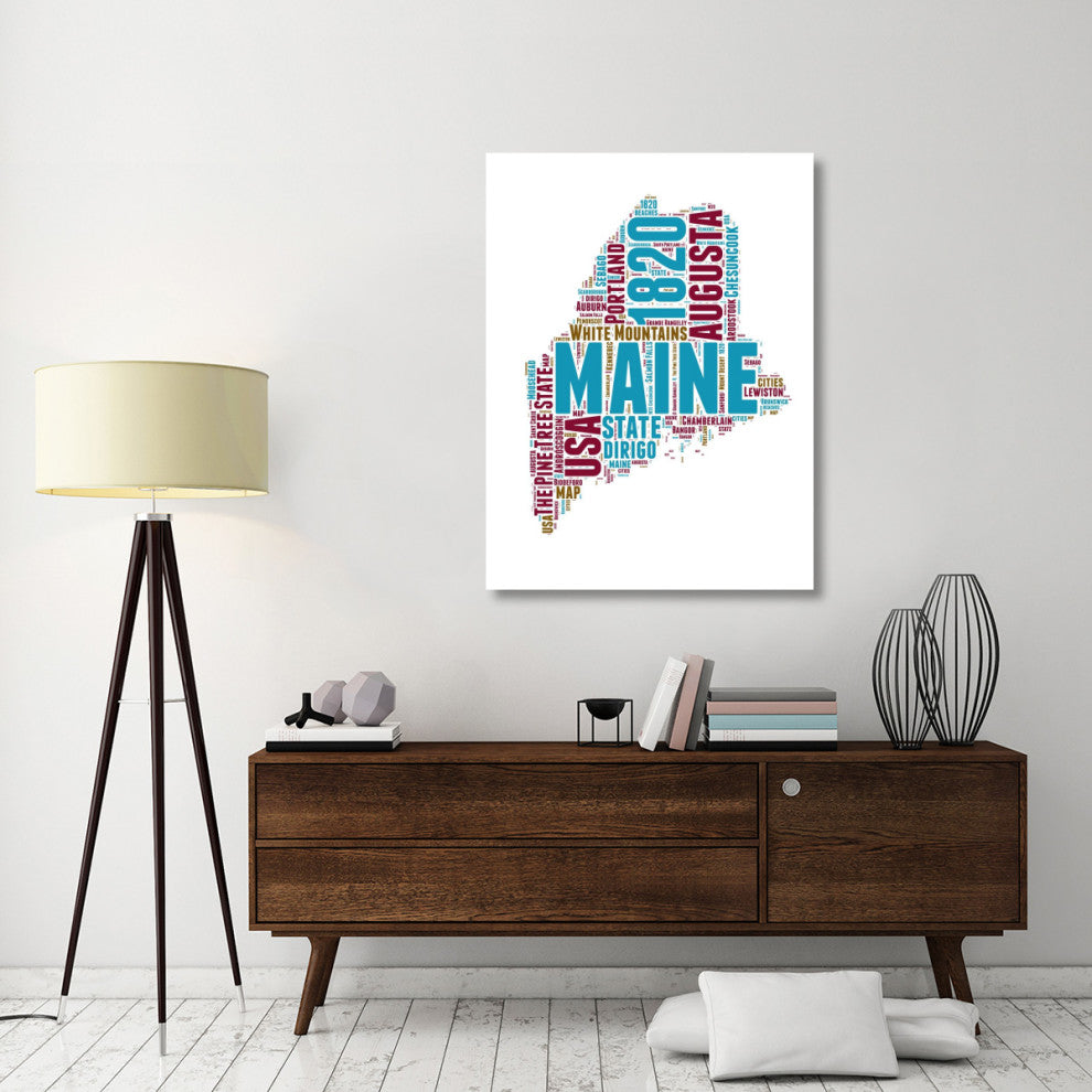 "Maine Word Cloud Map" Fine Art Print